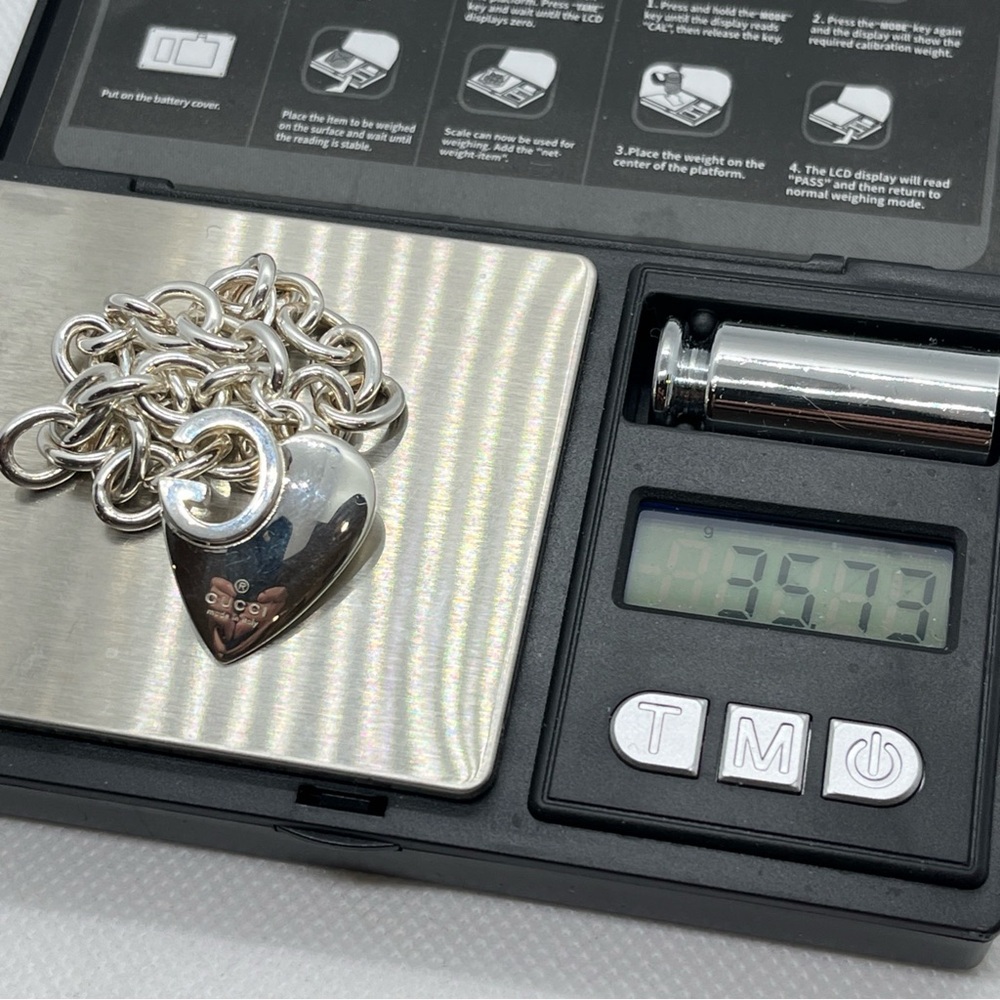 GUCCI Sterling Silver G Heart Charm Bracelet 925 Italy - Picture 4 of 10